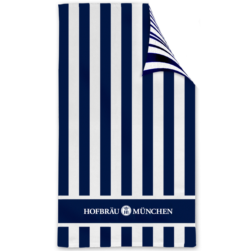 HB Double Sided Cabana Stripe Beach Towel - Navy/White