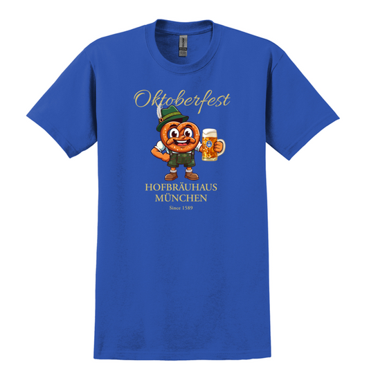 HB OKTOBERFEST ULTRA COTTON TEE-SHIRT - PRETZEL HEAD - ROYAL