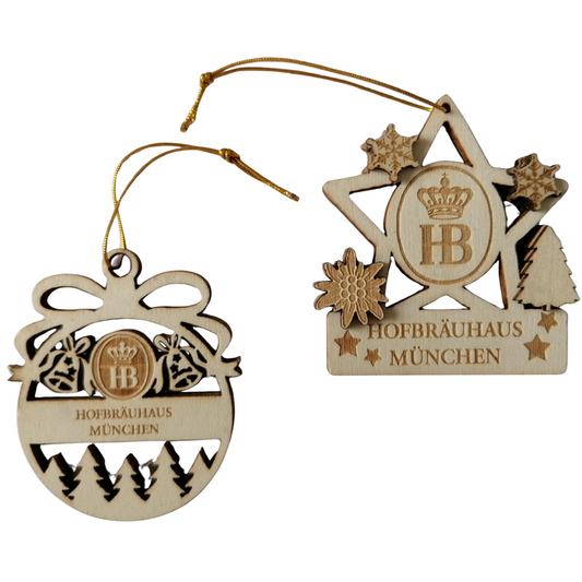 HB Christmas Tree Decoration Pendant Set of 2 "Christmas"