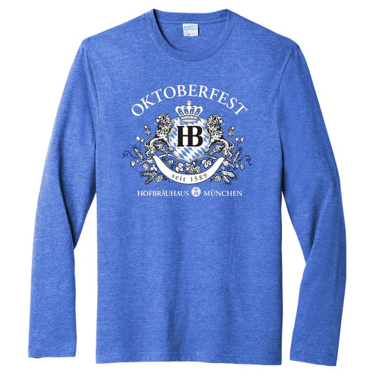 HB OKTOBERFEST LIONS LONG SLEEVE TRI-BLEND T-SHIRT - HEATHER ROYAL