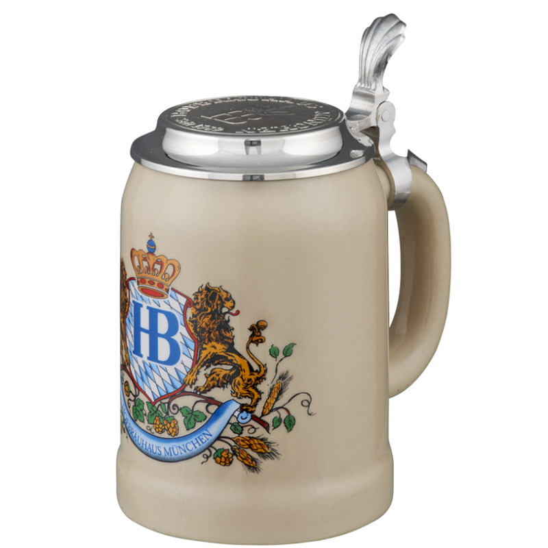 Hofbräuhaus München Stein "Löwendekor" with Lid 0,5 L