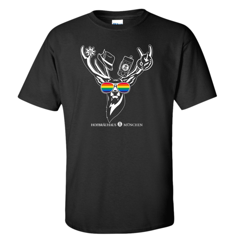 HB DEER RAINBOW GLASSES T-SHIRT - BLACK