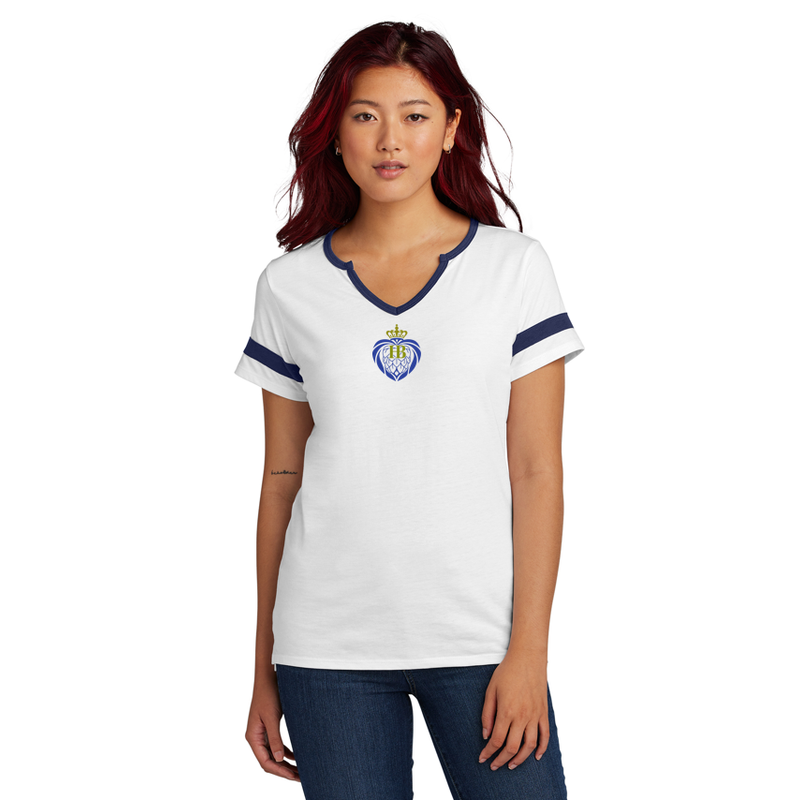 Sport-Tek® Ladies Halftime Notch Neck Tee - White/ True Navy