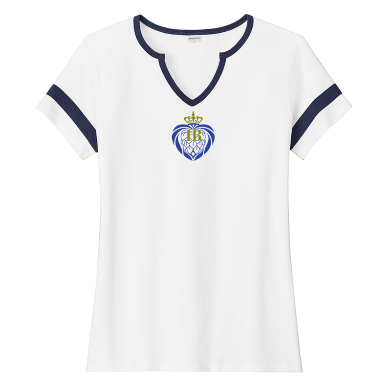 Sport-Tek® Ladies Halftime Notch Neck Tee - White/ True Navy