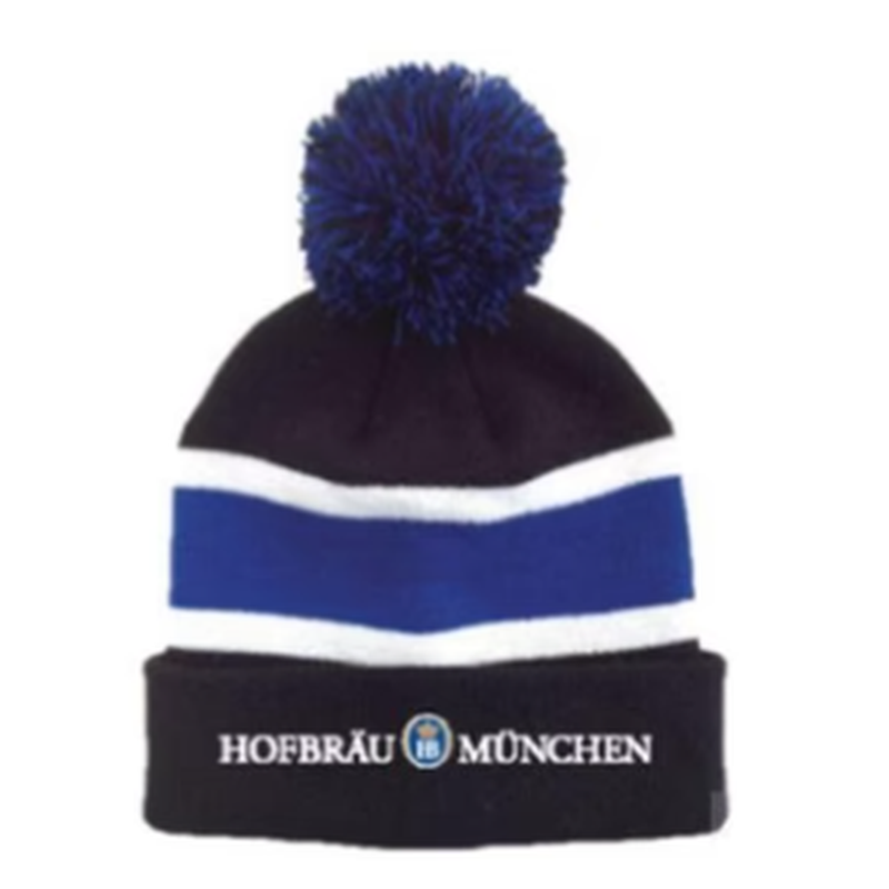 HB Striped Knitted Hat With Pom