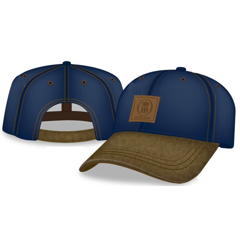 HB Suede Bill EMBROIDERED Patch Cap - Brown/Navy