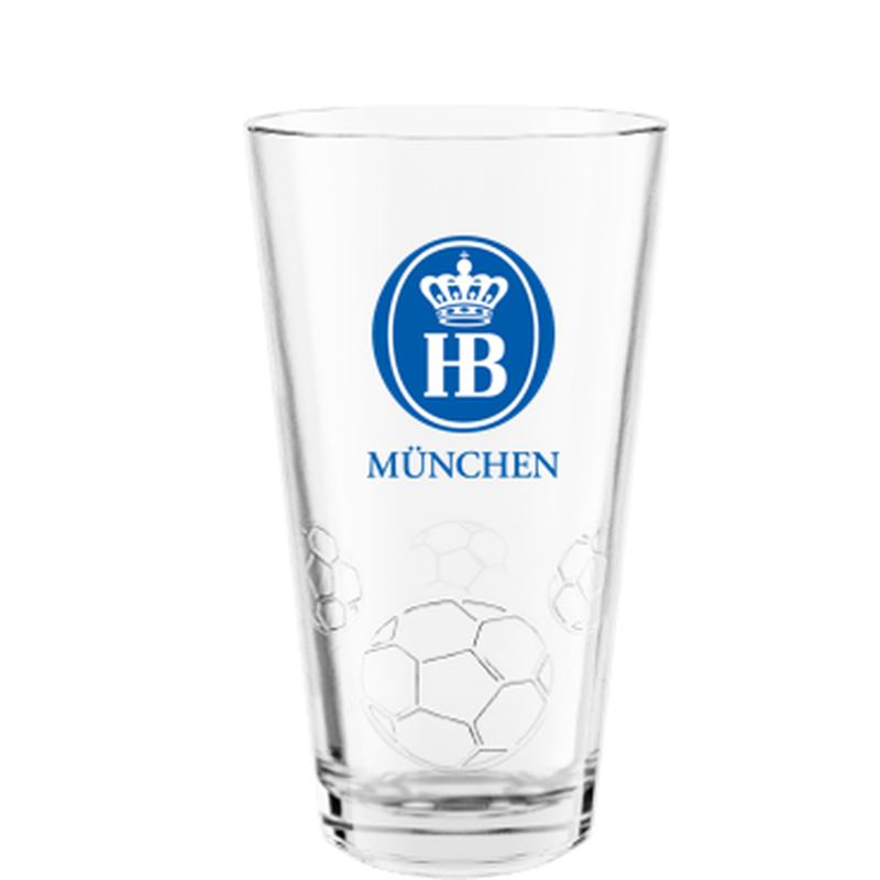 HB Glass Tumbler with embossed Soccer design 16 oz.