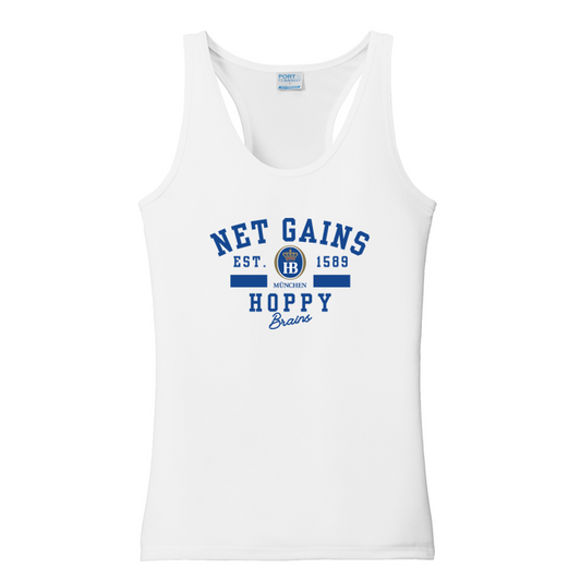 HB Women's Performance Tank Top - NET GAINS - WHITE