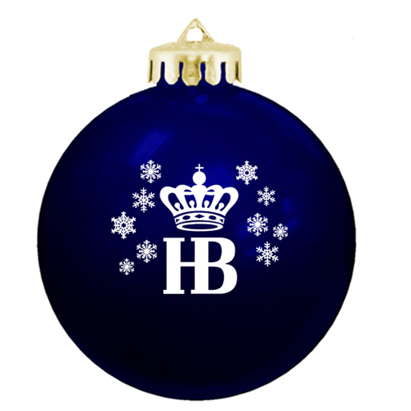 HB 3¼" Round Glossy Shatterproof Ornament - Blue