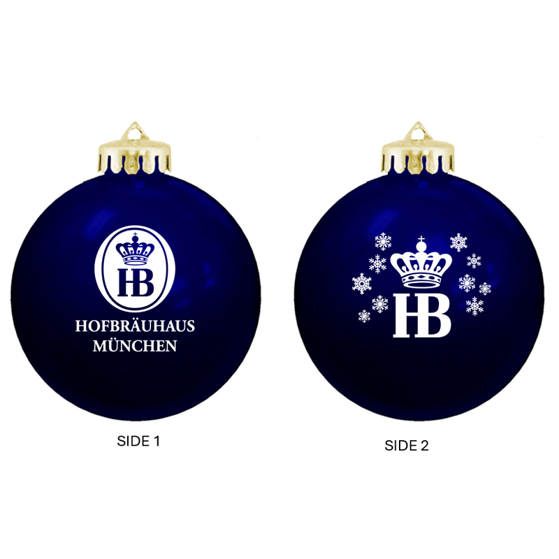 HB 3¼" Round Glossy Shatterproof Ornament - Blue